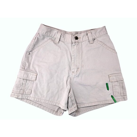 Vintage Lee Tan Cargo Khaki Shorts High Waist Women Size 28" Waist 6 Pocket Mom - Picture 8 of 8